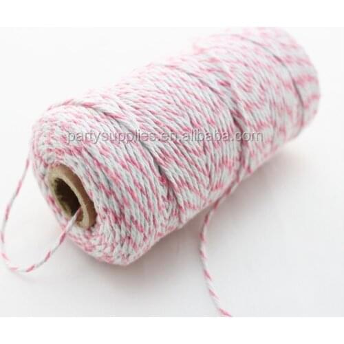 Baby Pink Color Double Colors Gift Packing Cotton String 22 colors per lot 110 yards 100m length 12 PLY Cotton Packing String