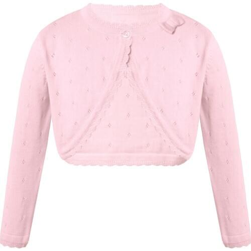 Kids Girls Dance Warmer Long Sleeve Bowknot Knitte Cardigan Cropped Coat Sweater with Replaceable Button Ballet Dance Costume