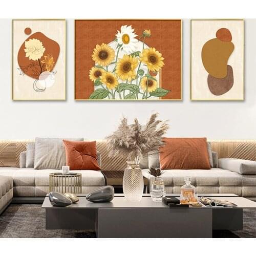 EECAMAIL Diy Diamond Painting Full 5D Diamond Embroidery Triptych Sun Flower Diamond Cross Stitch Home Decoration No Frame