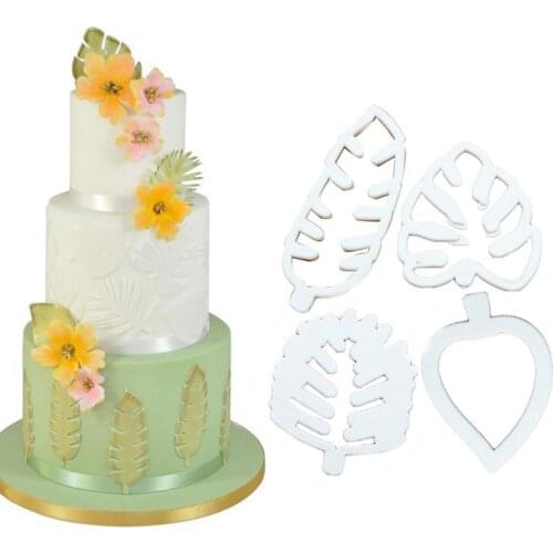 4pcc Leaf Kitchen Cookie Cutter Biscuit Cut Mold Baking Fruit Cut Cake Mold Embossing Printing Die Bakeware Home Cocina