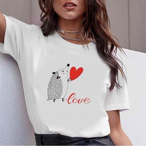 2020 Summer Women T-shirt Cute Hedgehog Printed Tshirts Casual Tops Tee Harajuku 90s Vintage White tshirt Female Clothing