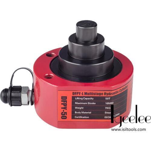 IGeelee Muti Stages Type Hydraulic Cylinder DFPY-201L Hydraulic Jack with tonnage of 10T, work travel of 28mm (No Pump)