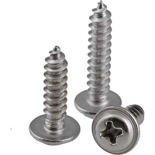 GuHua Cross Round Head With Pan Self Tpping Screws PWA 304 Stainless Steel Philips Pan Headv with Gasket Wood Screw M2M3 20pcs