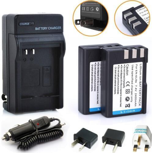 HIBTY 2400mAh Digital 2pcs EN-EL9 EN EL9A LI-ION Camera Battery+charger+ Adapter For Nikon D3000 D40 D40x D5000 D60