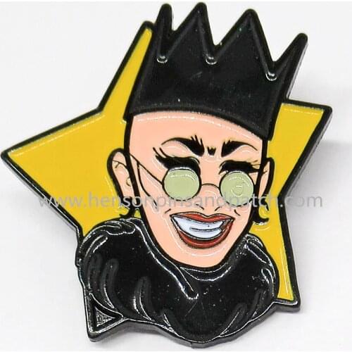 Customized Zinc alloy glasses man soft enamel soft enamel plant Pin badge