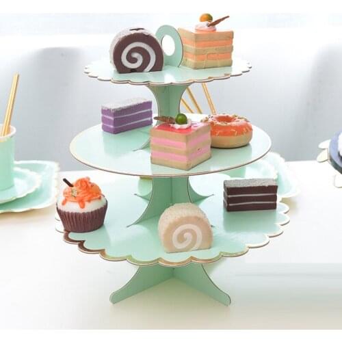 Cupcake Display Stand Wedding Birthday Party Foldable Paper Dessert Cake Stand Crown Cupcake Display Stand Cake Tools Table Tray
