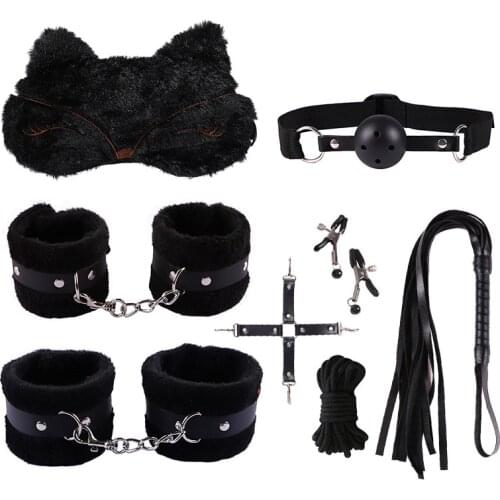 BDSM Adult Sex Toys Plush Handcuffs Strap Whip Rope Sexy Blindfold Restraints Bandage Couples Sex Toys Sexual Toy Adult Kits hot