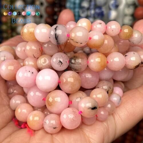 Natural Stone Pink Opal Chalcedony Loose Round Beads For Jewelry Making 4/6/8/10 MM DIY Bracelets Accessories Wholesale 15"