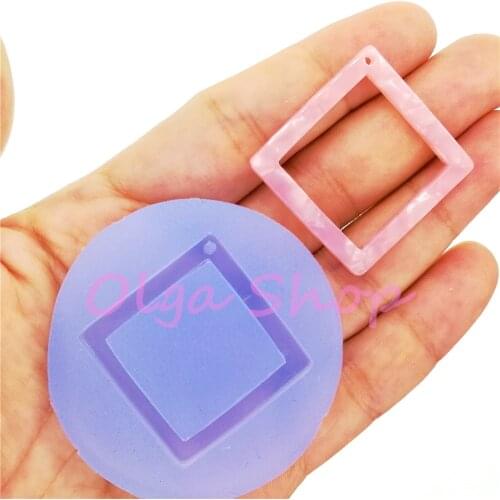 BYL514 29.7mm x 29.3mm Square Earrings Silicone Mold Earrings Pendant Necklace Making Cabochon Resin Clay Craft Fondant Cake