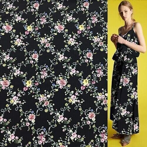 Fashion floral design pure silk crepe de chine fabric flower print for dress,SCDC1101