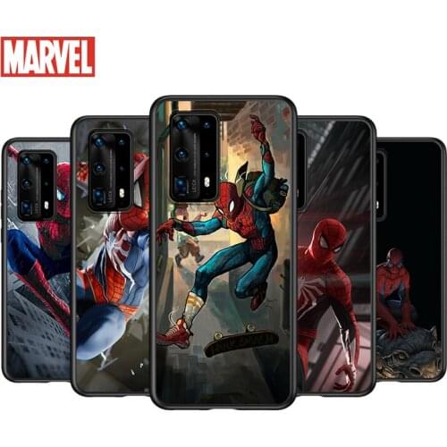 Soft TPU Cover Cool Hero SpiderMan Art For Huawei P40 P30 P20 Pro P10 P9 P8 Lite RU E Mini Plus 2019 2017 Black Phone Case