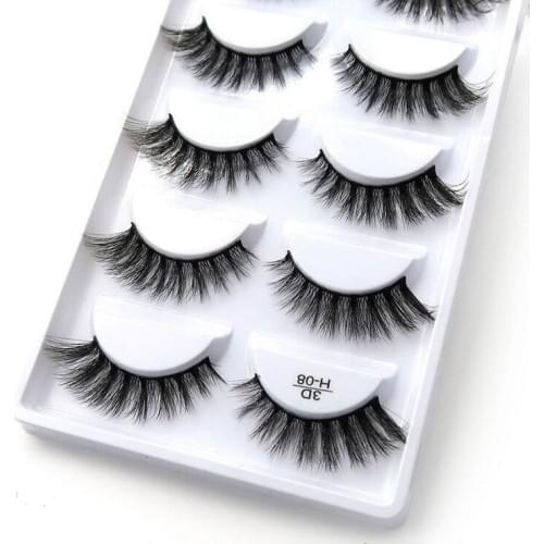 NEW 5 pairs natural long false eyelashes fluffy 3d mink lashes make up 100% cruelty free fake eyelash faux cils