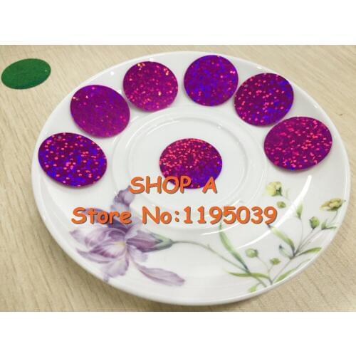 60pcs Large Round Sequins 50mm PVC Flat Paillette Hologram Craft Wedding Decoration 1 Side Hole Laser Rose Red Confetti