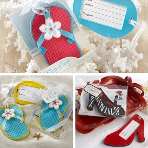 Beach Wedding souvenirs of Flip Flop Luggage Tag For Beach Wedding and High heel Bridal shower Party decoration Guest favors