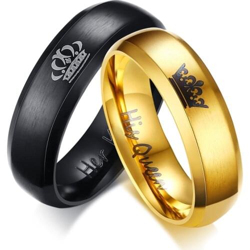 Drop Shipping Engagement Ring Unique Gift for Lover "His Queen""Her King " Couple Wedding Bands Ring for Women Men JewelryR00154