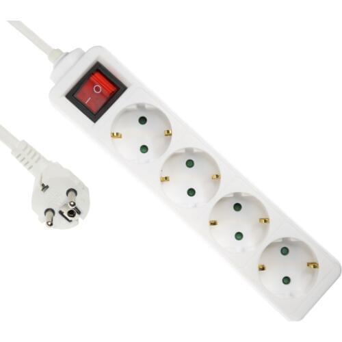 Rdxone 16A EU Power Strip Electronic Socket Home Office Surge Protector EU Plug Extension Smart Socket white