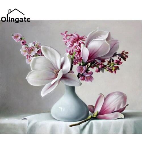 Realist Pink Flower Wall Painting Nordic Minimalism Poster and Print One Piece Canvas Art Home Decor for Living Room Bedroom