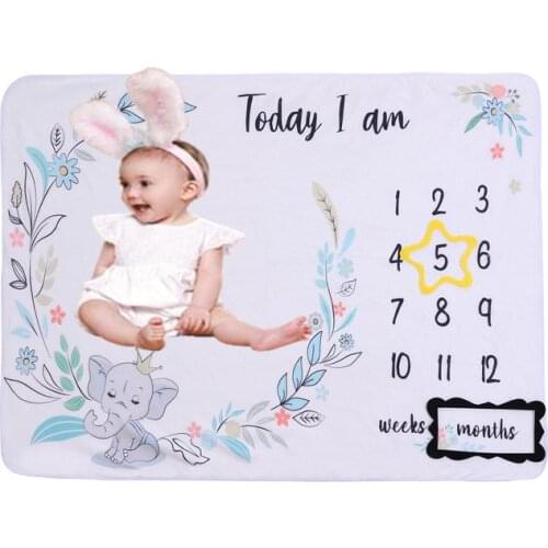 Cartoon Pattern Infant Baby Milestone Photo Props Background Blankets Play Mats Backdrop Cloth Lion Photo Accessories Nordic