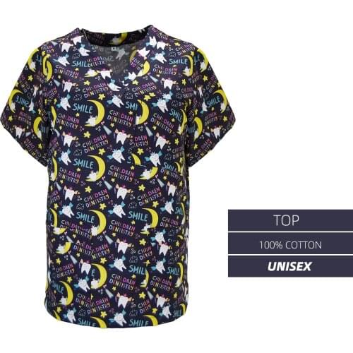 Dentist Uniform Scrub top Hospital Clinic Uniforms Nurse Accessories Clothing Women Men Round V-Neck Scrubs Tops Medical Blouse