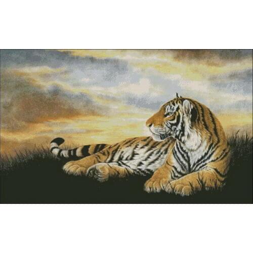 Tiger Mighty Animal Handmade Counted Needlework Embroidery DIY Aida Cross Stitch Kits Crafts 14CT Unprinted Home decor wall Arts