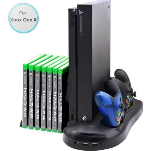 Vertical Stand Cooling Cooler Fan Controller Charging Station with Game Disk CD Storage Charger For Xbox one X ONEX Console