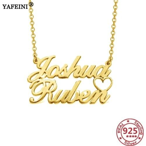 YAFEINI Customize Name Necklace Silver 925 Name Jewelry Personalize Letter Jewelry 925 Sterling Silver Necklace DIY Name Pendant