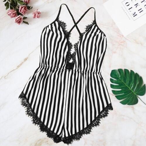 Sexy Striped Bodycon Rompers Womens Jumpsuit Shorts 2020 Women Clothes Elastic Body Overalls Club Playsuit Sleepwear HB176