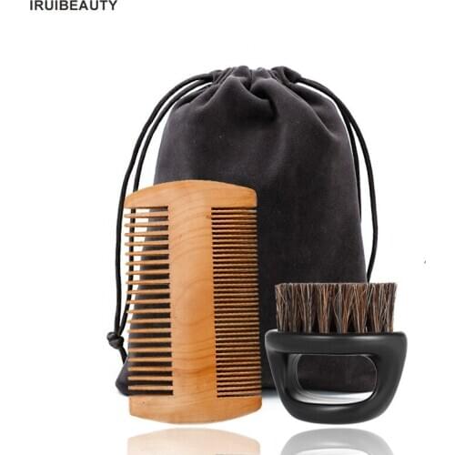 1 Set Useful Special Wild Boar Bristle Beard Brush Comb Set Comb Plus Beard Brushes Care Set Comb Beard Tool for Men