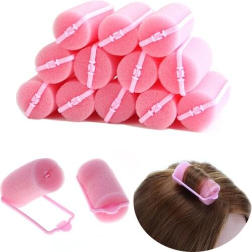 12pcs/Set Pink Soft Sponge Foam Cushion Hair Rollers Curlers Salon Barber DIY Curls Hairdressing Tool Kit DIY Home