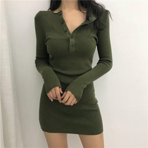 20 Autumn Slim Women Knitted Dresses Sexy Knitted Sweater Dress Lady Bodycon Dresses Pullovers Winter Bottomings Mini WZ1209