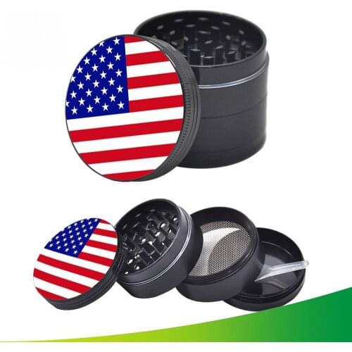 50mm 4-layer Zinc Alloy Tobacco Herb Grinder Cigarette Machine Creativity World Flag Pattern Grass Crusher Somking Accessories