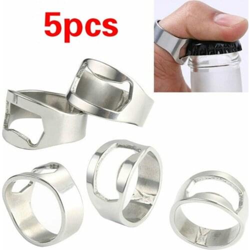 5Pcs Men Unique Finger Ring Wine Bottle Opener Creative Stainless Steel Brand New Beer Openers Ring for Beer Bar Tool