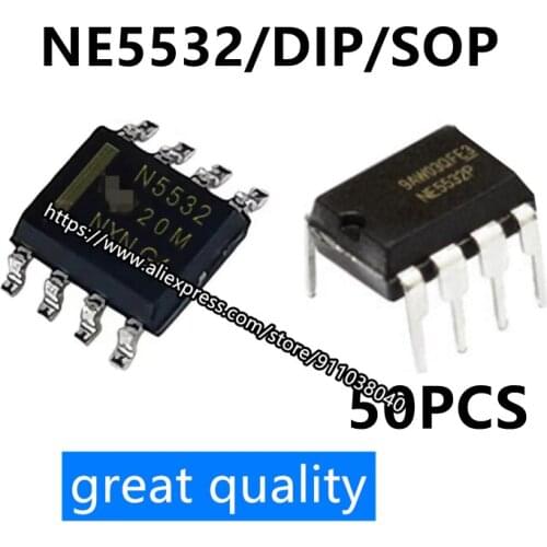 50PCS/LOT NE5532DR NE5532 dual operational amplifier low noise SMD SOP8 straight plug DIP8 brand new