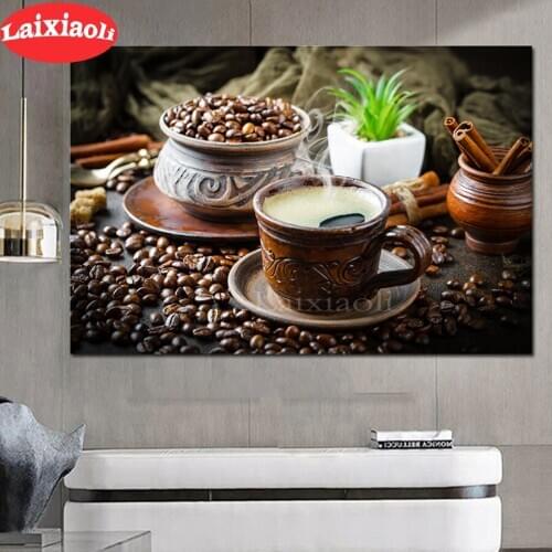 Food coffee diamond Painting full square round drill for Kitchen Restaurant Bar Home Decoration Wall Art 3D embroidery mosaic