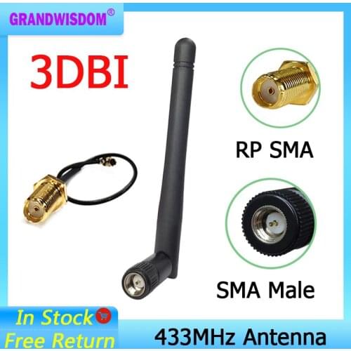 433MHz antenna 3dBi SMA Male Connector antenne 433 mhz directional antena 433m +21cm RP-SMA to ufl./ IPX 1.13 Pigtail Cable