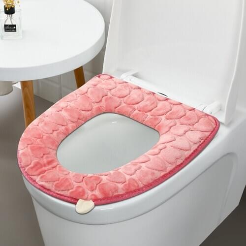 Household heart-shaped toilet mat cushion with handle plush toilet seat cushion toilet general purpose toilet seat toilet seat