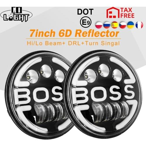 CO LIGHT 7inch Led Headlight 180W 6500K 3500K 7" Led Motorcycle Headlamp High Low Beam Angel Eye DRL Amber Turn Signal for Lada