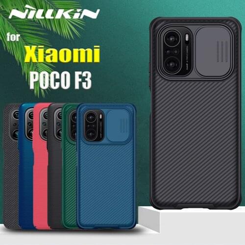 For Xiaomi POCO F3 5G Case Casing NILLKIN Slide Camera Protection Lens Protect Privacy Frosted Textured Fiber Shockproof Cover
