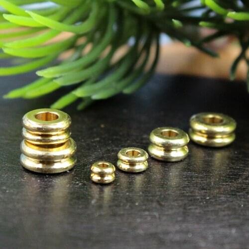100pcs/lot Double Layer Flat Round Loose Copper Spacer 3 4 5 6 7mm Big Hole Bracelet Brass Spacer Beads DIY Jewelry Accessories