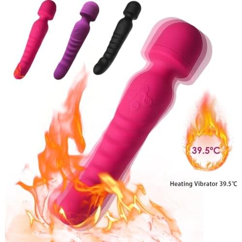 Heating Dildo Powerful Dual Vibrator Wand AV Stick G Spot Massager Clitoris Stimulator for Women Masturbator Adult Sex toys