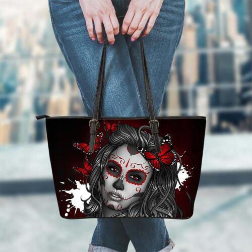 FORUDESIGNS Calavera Girl Red&Blue Women Handbags Casual Large Pu Leather Female Crossbody Shoulder Bags Woman Fashion Bolsas