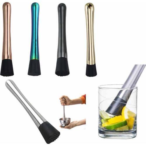 Cocktail Muddler Stainless Steel Bar Mixer Barware Mojito Cocktail DIY Drink Fruit Muddler Crushed Ice Barware Bar Tool