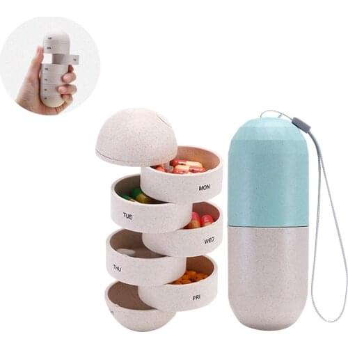 7 Days Weekly Medicine Pill Box Waterproof Portable Case Vitamins Container Capsules Organizer Medical Tool For Storage Travel