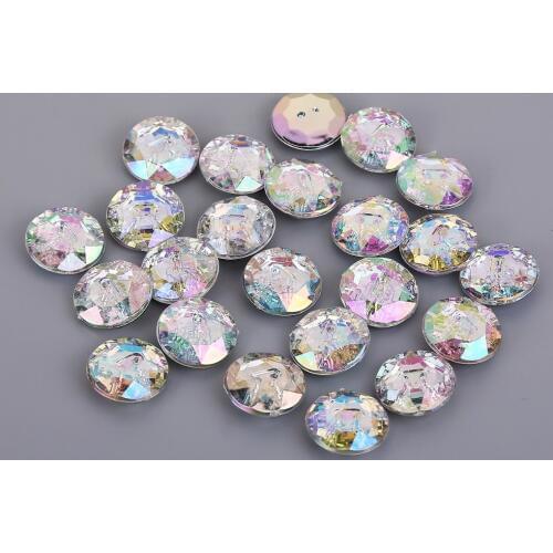 15mm Round 13*18mm Drop with two holes Glitter Crystal AB Rhinestone Acrylic Sewing Crystal Button beads for Clothes
