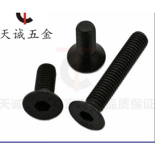 100PCS M3 M4 M5 series 10.9 round M*6/8/10/12-50 mm Steel Flat Countersunk Head Hex Socket Screw