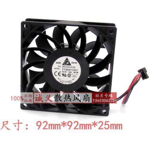 DC12V 1.04A Server Cooling Fan For Delta Electronics FFB0912SH -F00 Server Square Fan 3-wire 92x92x25mm