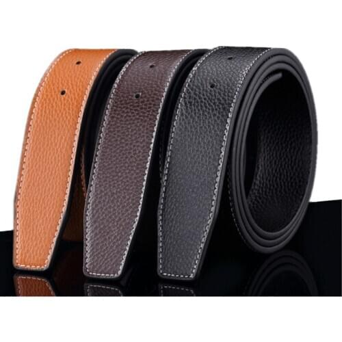 LannyQveen belt strap with holes men plate buckle belts without buckle split leather belt free shipping