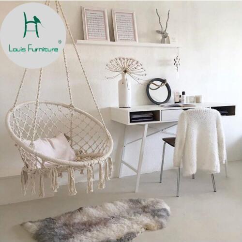 Louis Fashion Patio Swings North Wind Chair Hanging Basket Cotton Rope Weaving Living Room Balcony Children Room