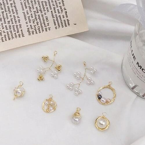 Copper gold-plated winding pearl jewelry material heart-shaped round accessories DIY earrings earrings accessories