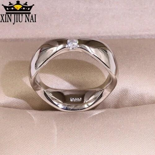 Fashion Smooth Simple Wedding Couples Rings for Women Man Gift Silver Color Unique Shape Ring Jewelry for Engagement